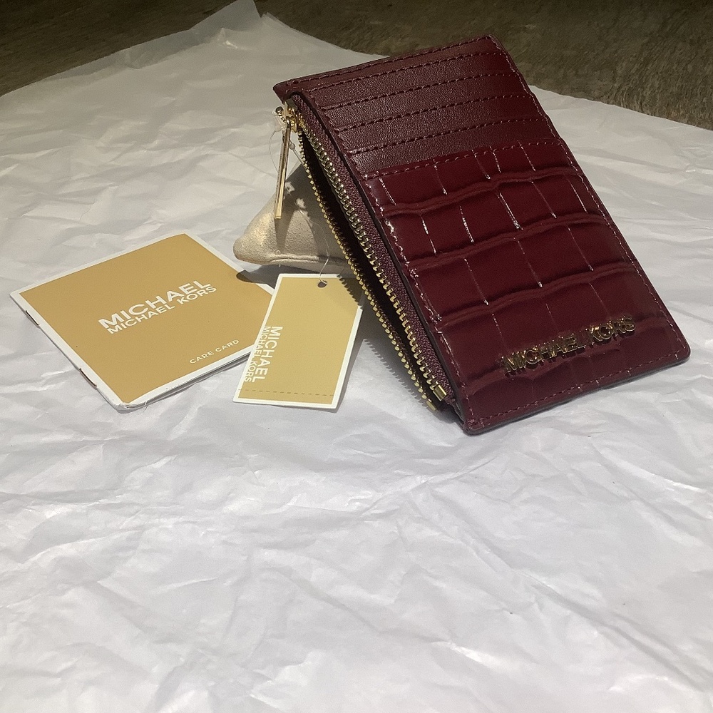 Michael Kors Jet Set Travel, Med TZ card case, OxBlood
